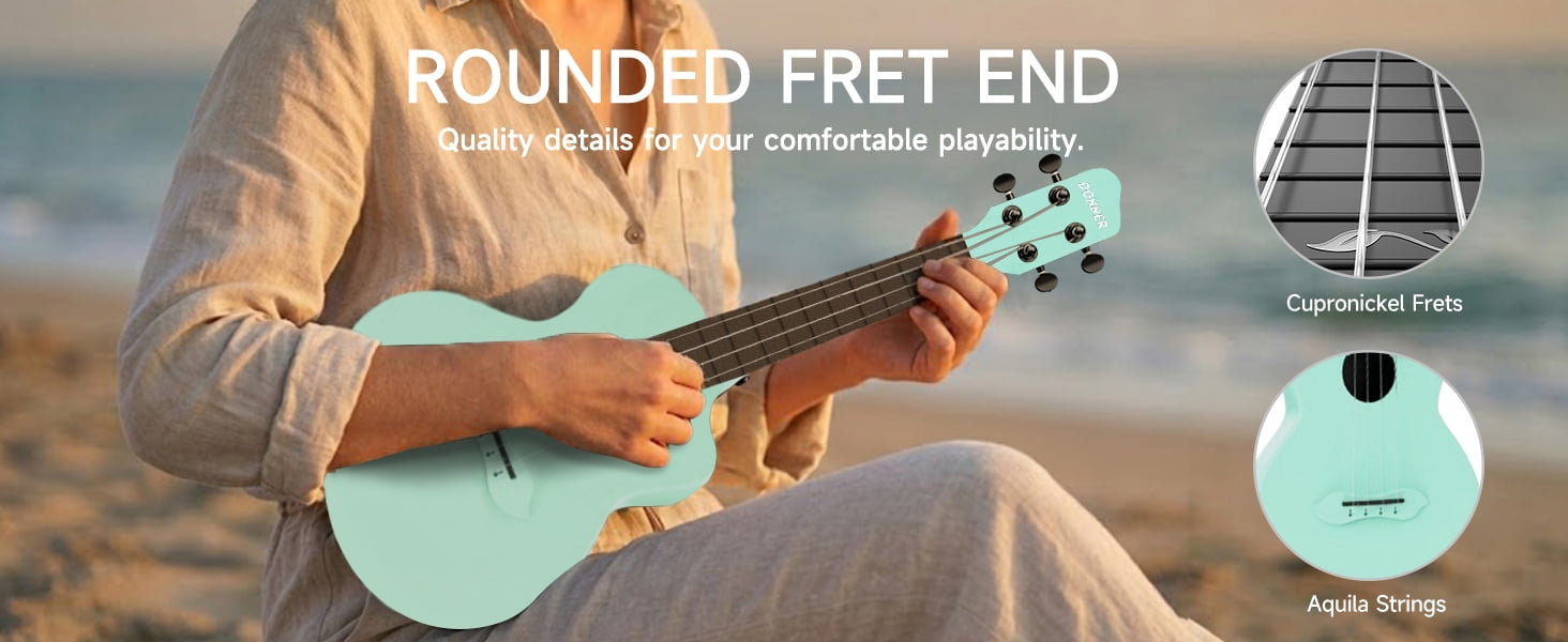 Donner Concert Ukulele Kit for Beginner Kid 23 Inch Ukelele with Bag, Blue