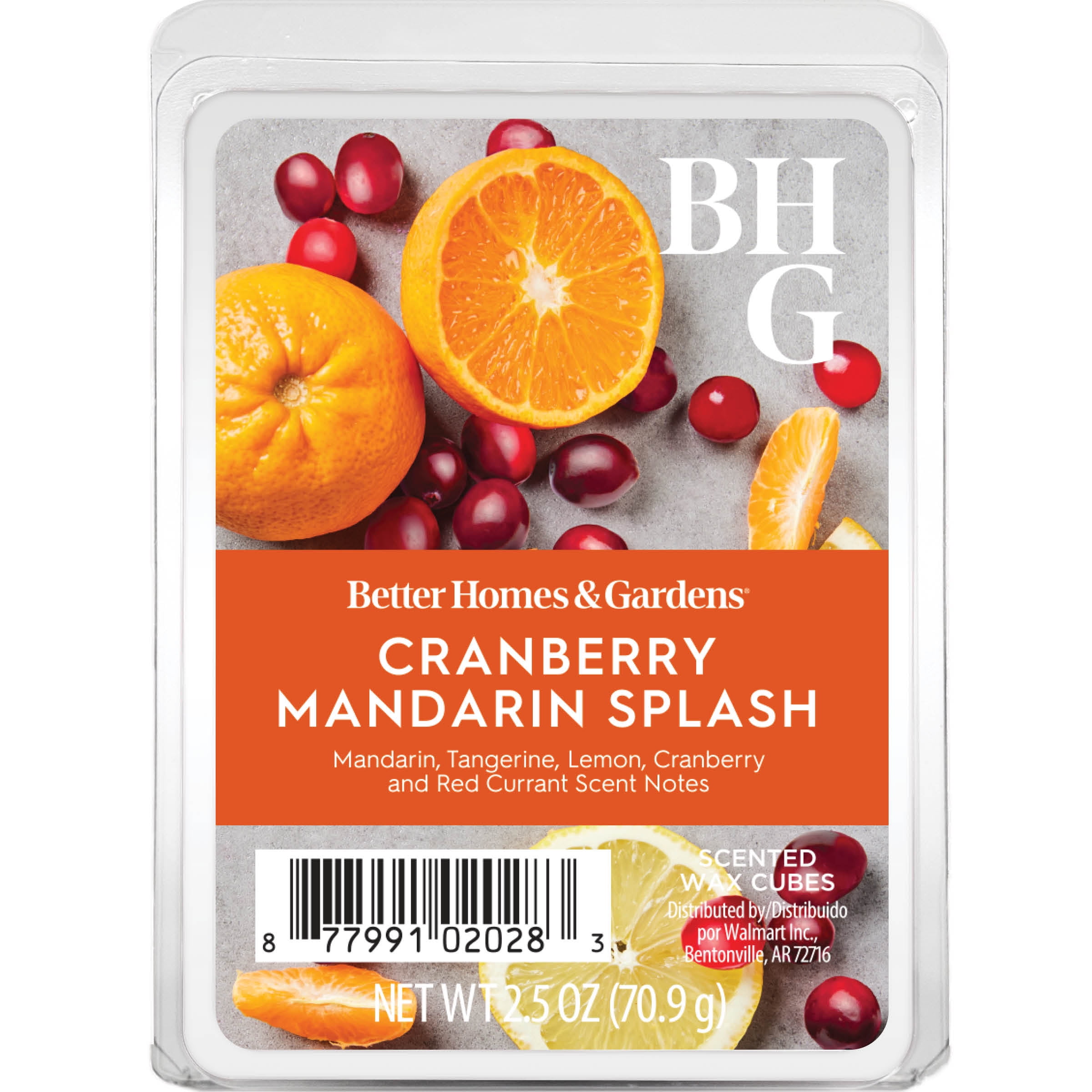(5 pack) Cranberry Mandarin Splash Scented Wax Melts, Better Homes & Gardens, 2.5 oz (1-Pack)