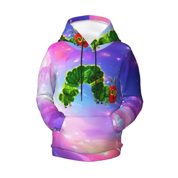 Boys Girls Hungry Caterpilla Pullover Hoodies 3D Print Novelty Colorful Kids Hoodie Sweatshirts with Pocket