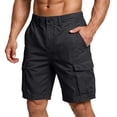 thumbnail image 2 of Cargo Shorts for Men Button Elastic Waisted Keen Length Shorts Summer Workout Hiking Casual Short Pants Gray M, 2 of 5