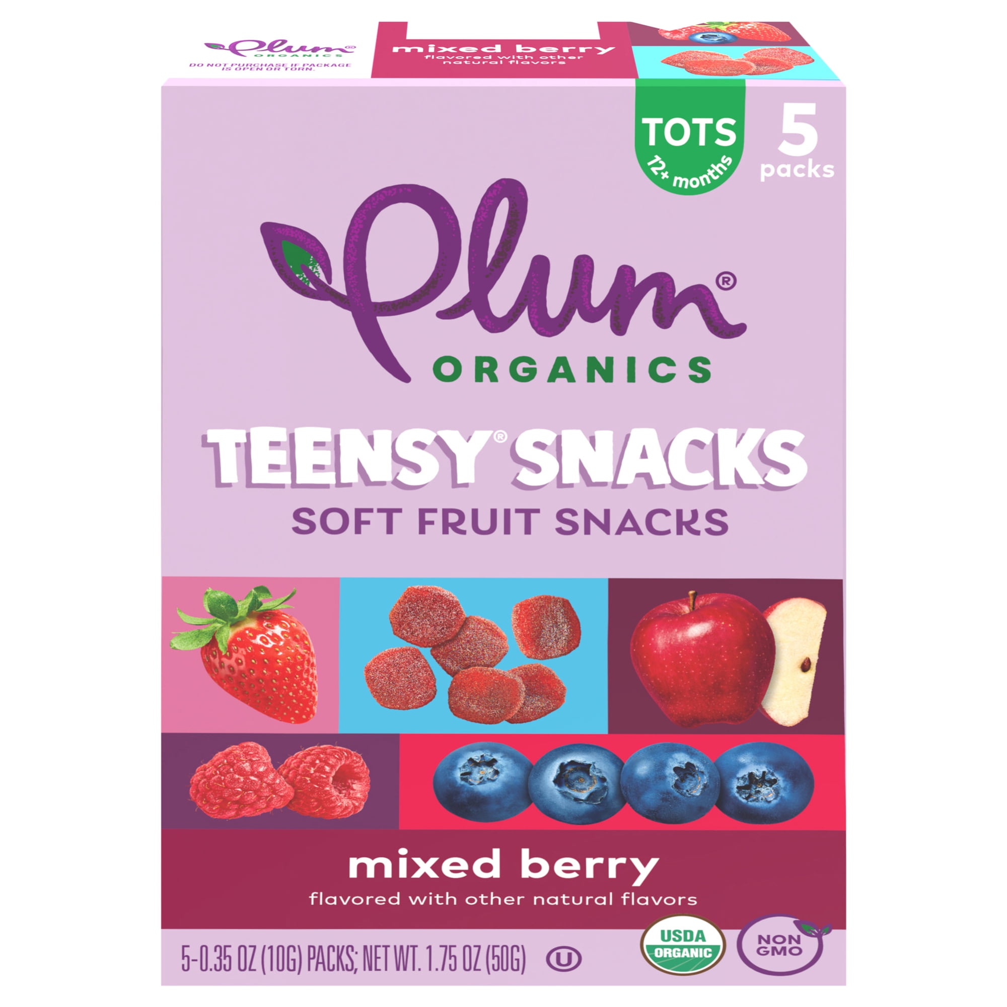 Plum Organics® Teensy® Snacks Mixed Berry Soft Fruit Snacks .35oz Pouch/5-Count Box