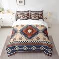 thumbnail image 2 of Feelyou Boho Aztec Triangle Bedding Comforter Set 7 Pieces for Men, Navy Hippie Mandala Abstract Full Bedding Set, Countryside Reversible Fitted Sheet Flat Sheet, Ultra Soft Bedroom Decor, 2 of 8