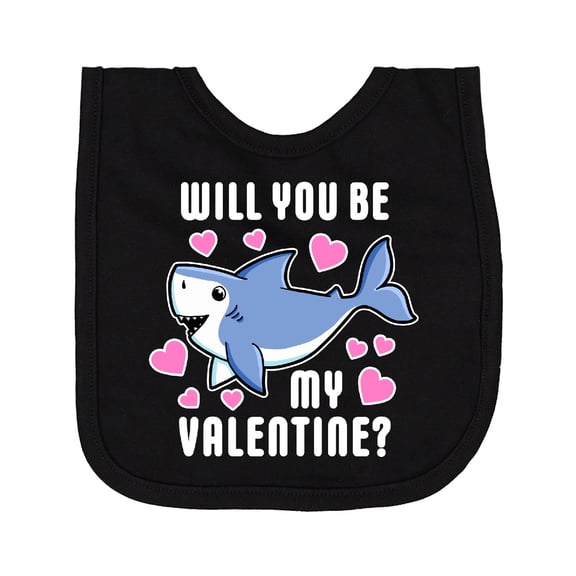 Inktastic Will You Be My Valentine with Cute Shark and Hearts Newborn Bib
