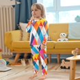 thumbnail image 4 of FORMRS Long Sleeve Top and Pants Pajama Set for Niños 2-Piece Sleepwear, Sizes 18M-8Y, Colorful Triangles, 4 of 6