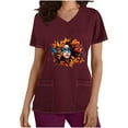 thumbnail image 2 of lcziwo Mardi Gras Scrub Tops for Women 2025 Nursing Uniforms Scrubs with Side Pockets Summer Casual Short Sleeve V Neck Tshirts Wine S Hoy Oferta Flash, 2 of 6