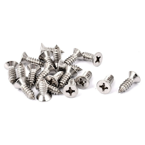 Uxcell M6.3 x 19mm Countersunk Cross Head Self Tapping Screw Fasteners (20-pack)