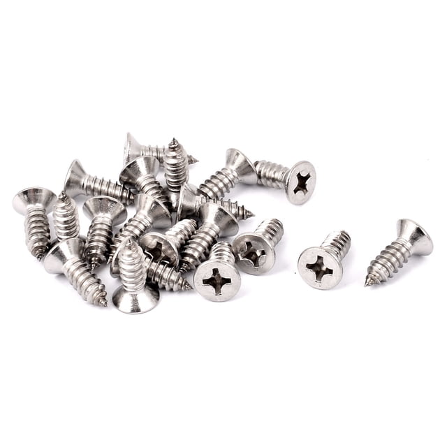Tornillos autorroscantes de cabeza plana de 19 mm x 6.3 mm, 20 piezas