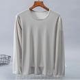 thumbnail image 4 of SeCaotees Contrast Trim Crew Neck Long Sleeve Tops for Men Soft Breathable Knit Fabric Loose Fit Daily Casual Pullover Shirts Gray,XXXL, 4 of 6