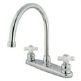 thumbnail image 1 of Kingston Brass KB721PXLS Robinet de Cuisine Col de Cygne avec Poignée Croisée en Porcelaine, Chrome, 1 of 2