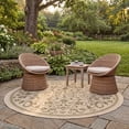 thumbnail image 3 of Safavieh Courtyard Nanda Botanical Indoor/Outdoor Area Rug, Natural/Olive, 6'7" x 6'7" Round, 3 of 13