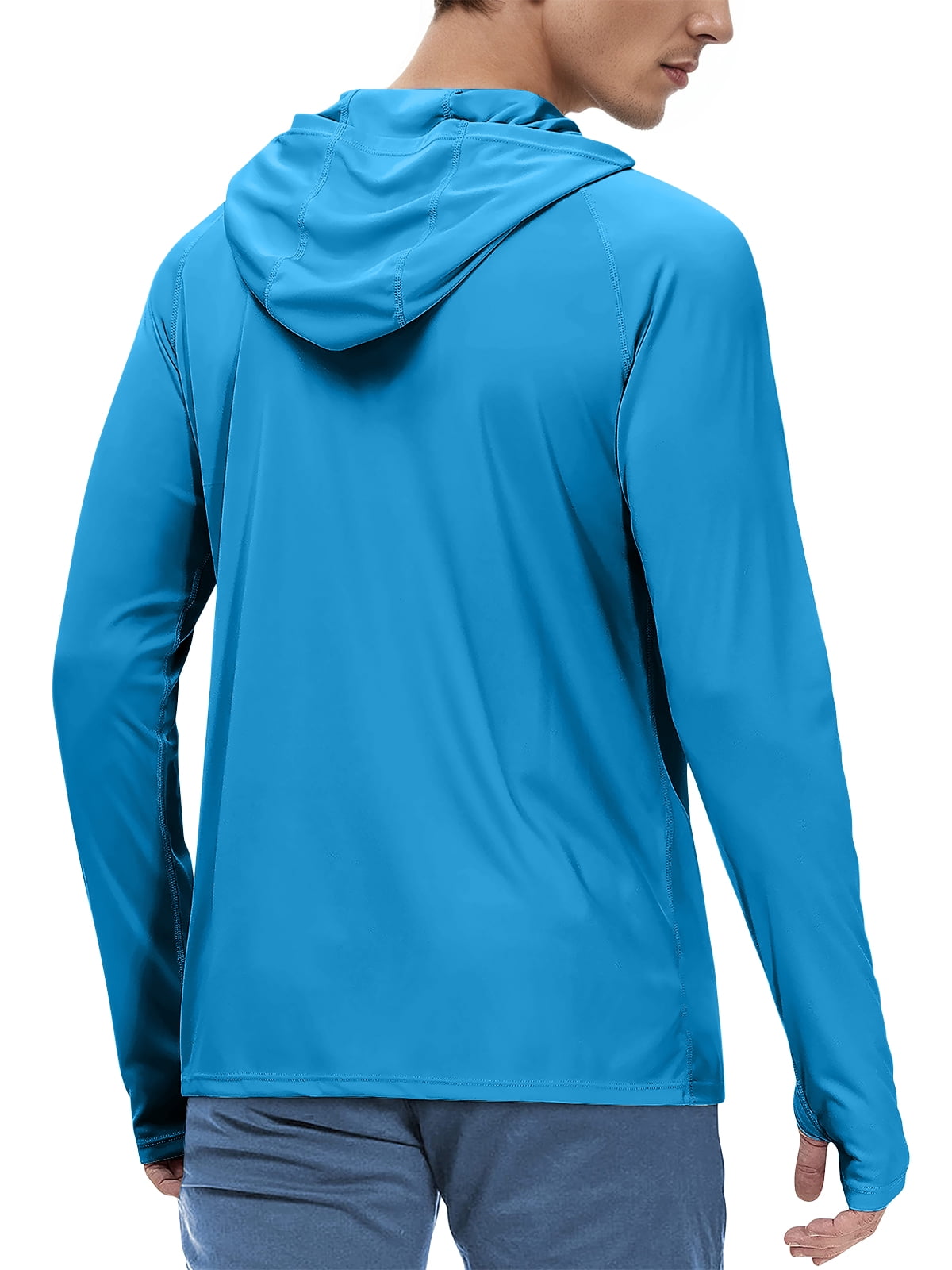 Sanmadrola Mens UPF 50+ Sun Protection Hoodie Fishing Shirts for Men Long Sleeve SPF Hiking Running Workout Thumbhole Shirt Hooded Quick Dry Lightweight