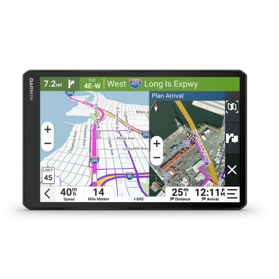 Garmin dēzl™ OTR1020, Extra-Large High-Res 10” GPS Truck Navigator, Custom Truck Routing, Satellite Imagery, Wind Speed, Community-Shared Loading Docks, Dual-Orientation Display