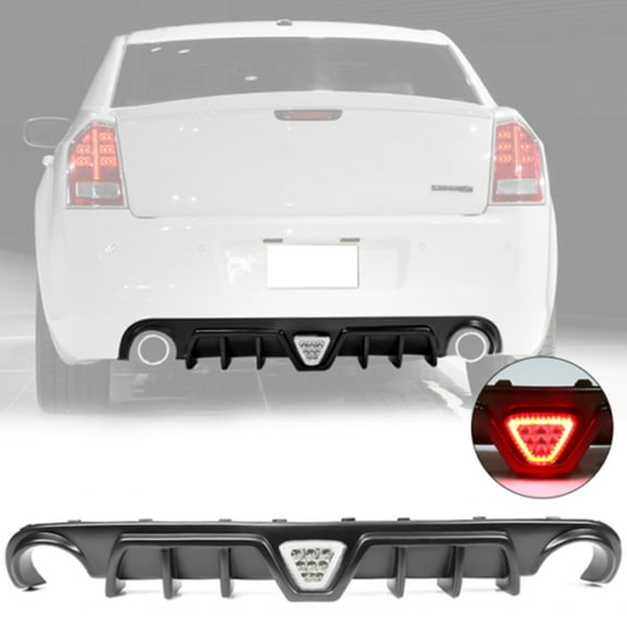 NINTE Rear Diffuser for 2012-2014 Chrysler 300 SRT Matte Black With LED Brake Light