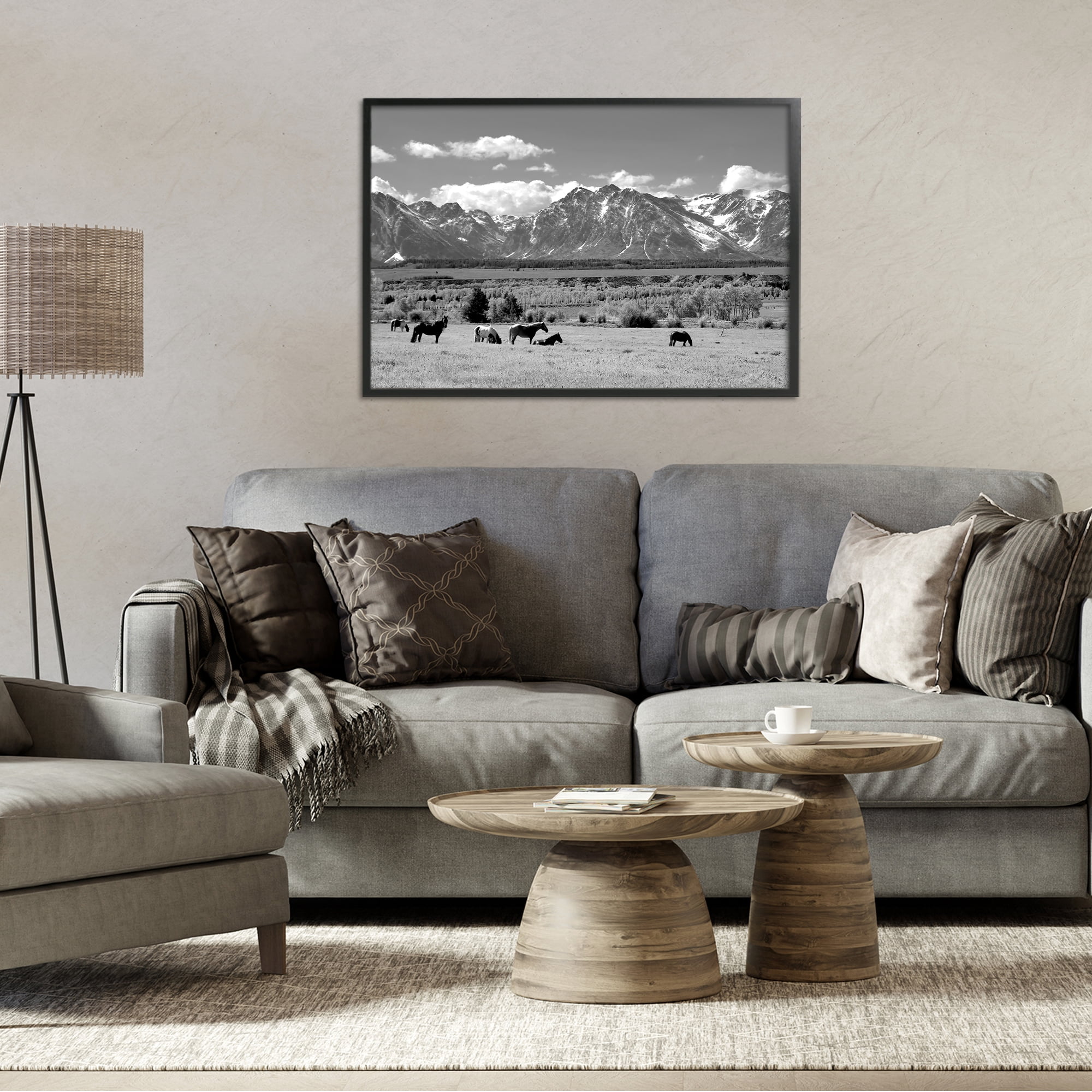 Stupell Industries Wyoming Ranch Horses Grazing Black Framed Giclee Art, design by Steve Toole