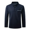 thumbnail image 3 of Men's Fashion Polo Shirts Mens Long Sleeve Polo Shirts Casual Moisture Wicking Pullover Golf Polo Shirts with Pocket Classic Lightweight Button Cotton T-Shirt Casual Golf Tee Tops, 3 of 3