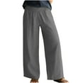 thumbnail image 1 of Women‘s Cotton and Linen Trousers Loose Large Size Wide Leg Pants with Pockets, 1 of 7
