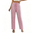 thumbnail image 4 of Levmjia Women's Sequin Wide Leg Pants, High Waist Glitter Pants for Women, Elastic Waist Casual Party Pants, Solid Color Festival Dance Lounge Pants, 4 of 6
