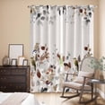 thumbnail image 3 of Kitchen Curtains 84 Inch Length 2 Panels, Brown Grey Leaves Grommets Window Treatment Curtain, Summer Botanical Pastoral Birds Rustic Thermal Curtains Drapes for Living Room/Bathroom, 3 of 9