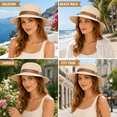 thumbnail image 7 of QSAWXQZ Women's Flat Top Wide Brim Fedora Sun Hat for Vacation Free Size, 7 of 7