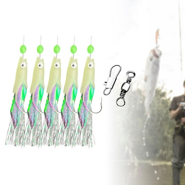 5x aparejos de pesca luminosos anzuelos de pesca señuelos anzuelos de acero alto en carbono señuelo de pescado gancho de cuerda para caballa salmón , 23.5 mm x 12 mm 235 mm x 12 mm shamjiam Aparejos de pesca luminosos
