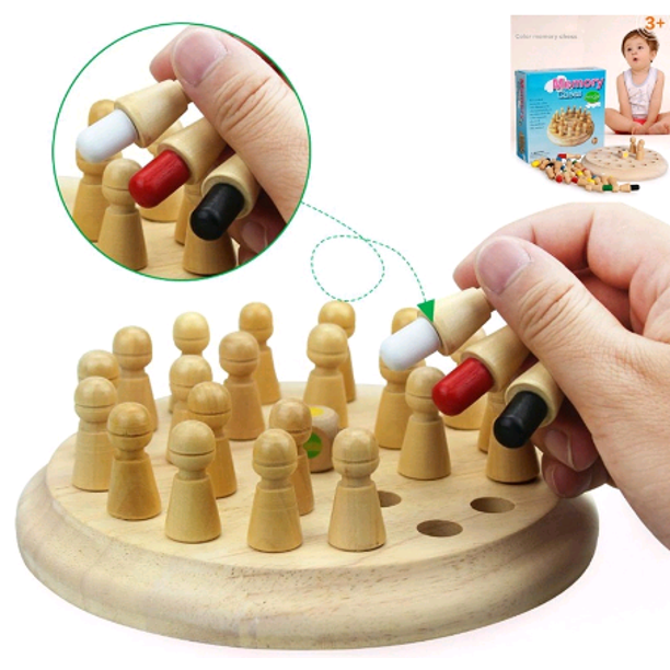Wooden Memory Match Stick Chess Games Kids Early Educational Toy