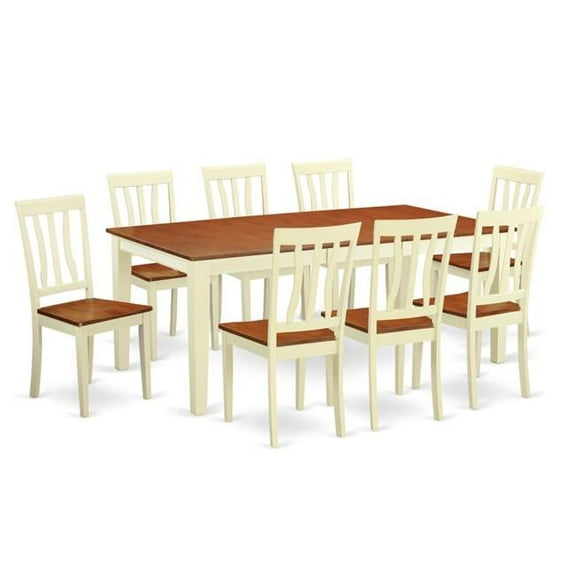 Kitchen Nook Dining Set - Dining Room Table & 8 Chairs, Buttermilk & Cherry - 9 Piece
