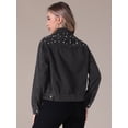 thumbnail image 4 of Unique Bargains Women's Jean Jacket Long Sleeve Button Up Denim Jackets L Black, 4 of 7