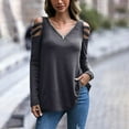 thumbnail image 2 of gakvbuo Plus Size Pullover Sweaters For Women Long Sleeve Sweatshirts Fall Tunic Tops Women Casual Long SleeveＶ-Neck Zipper Hollow Out T-Shirt Blouse Tops, 2 of 6