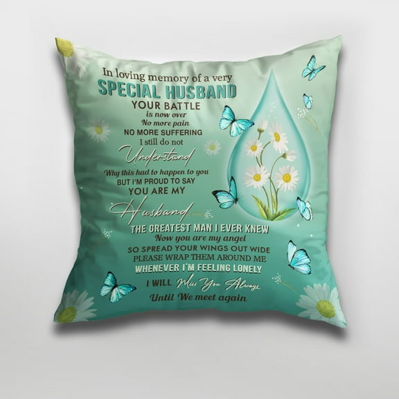 Flagwix Outdoor Pillows Memory of Husband Pillow 17 X 17 Square Outdoor Pillows for Couch, Sofa, Patio Décor