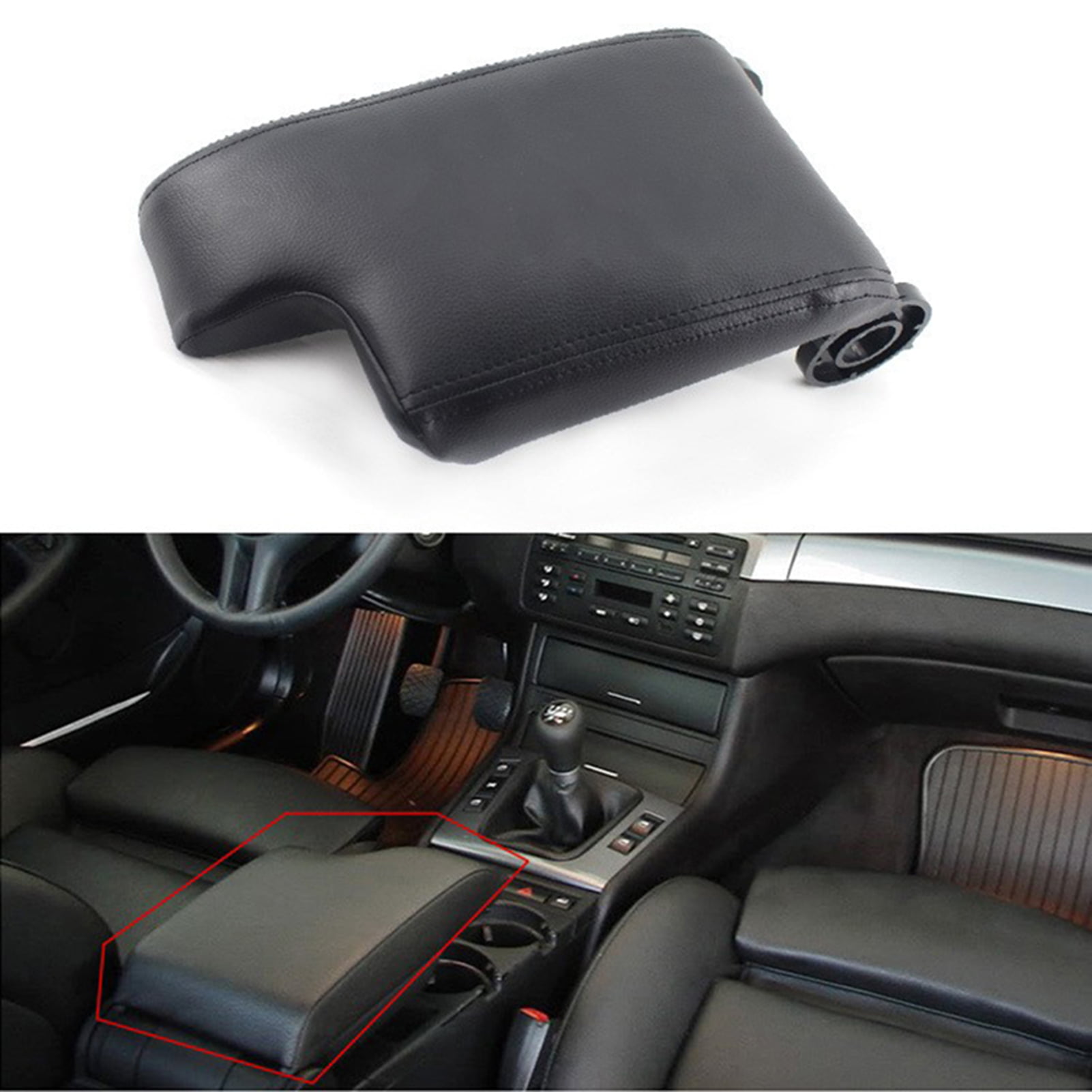 FITS BMW E46 ARM REST ARMREST BLACK COVER REAL LEATHER  NEW 