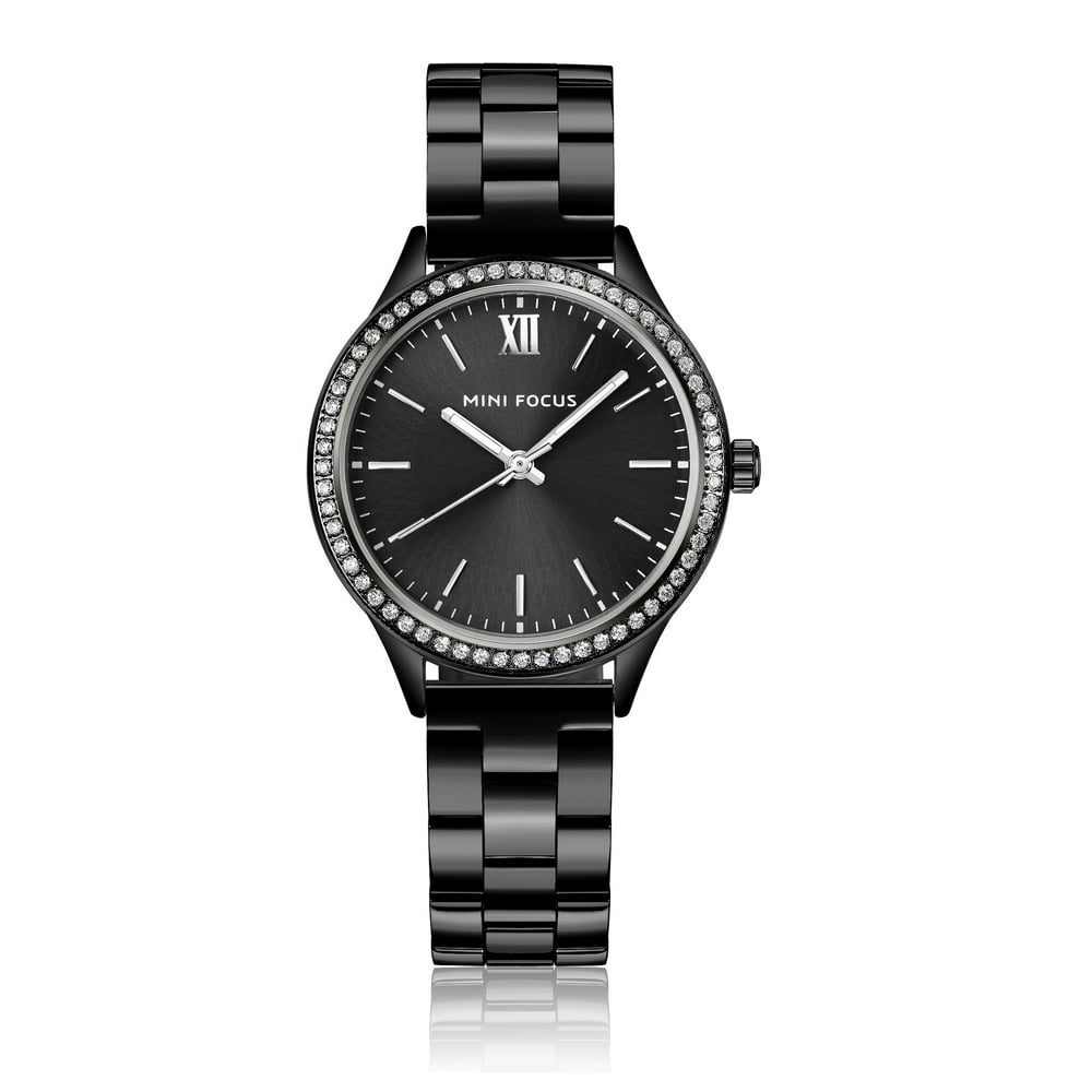 ESS - Womens Quartz Watch Black Dial Solid Steel Belt New Fashion ...