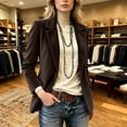 thumbnail image 6 of HongQid Blazer Jacket for Women Corduroy Notched Lapel Single Button Pocket Structured Casual Outerwear Loose Cut Spring Fall Clothes Ladies Trendy Everyday Suit Coat, 6 of 10