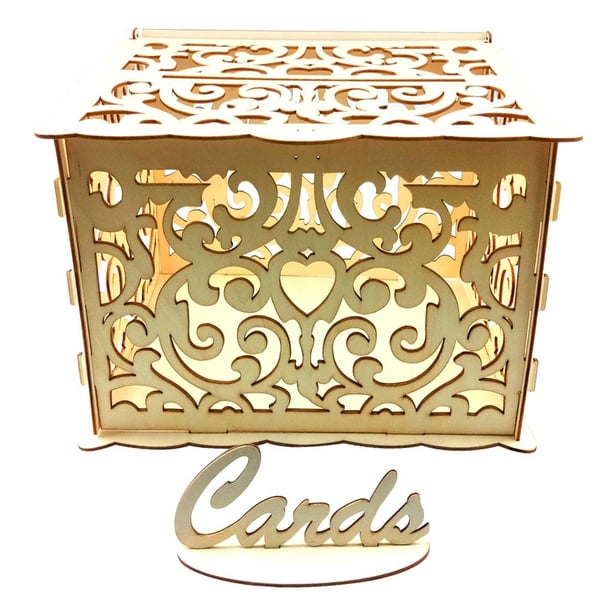 Caja para tarjetas de boda con cerradura, rústica, para guardar tarjetas de regalo, suministros para bodas Tipo 1 L
