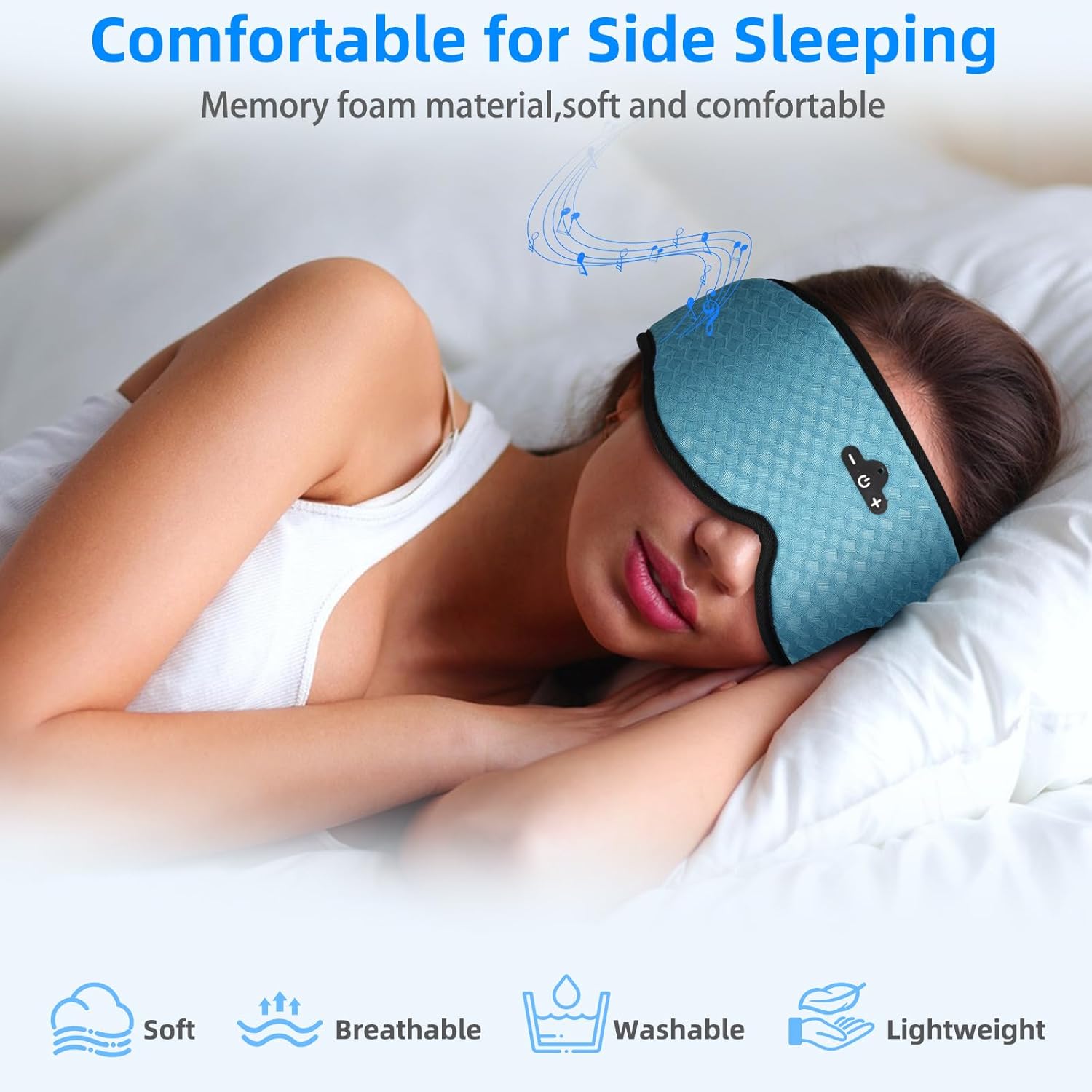 3D Sleep Mask with Bluetooth Headphones, Sleeping Headphones for Side Sleepers, Zero Eye Pressure, Adjustable Sleep Eye Mask, Ultra-Thin Stereo Speakers Perfect for Sleeping