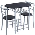 thumbnail image 5 of Topeakmart 3 Piece Modern Oval Dining Table Set with Storage Rack, Black, 5 of 13