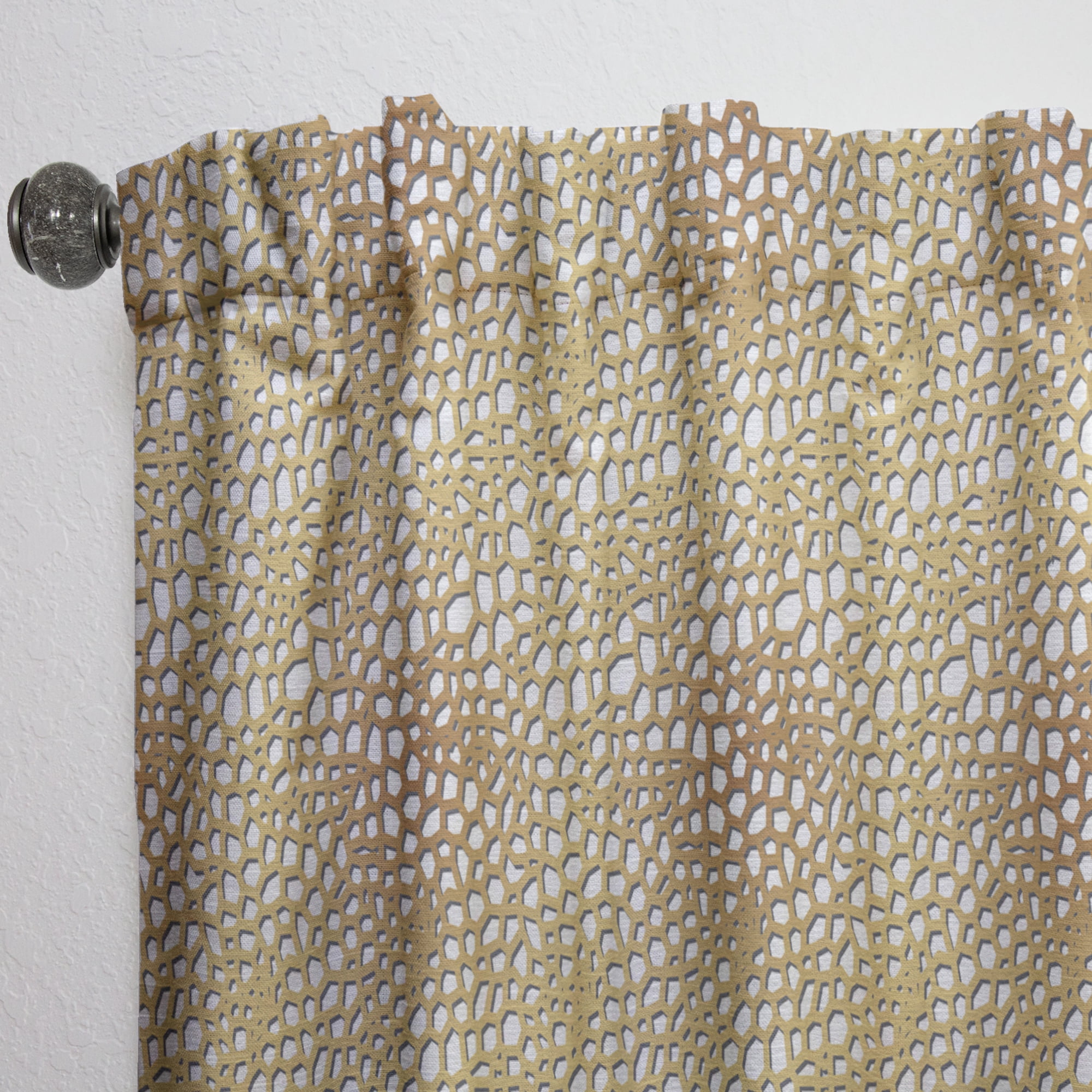 Designart 'Golden Maze Pattern' Mid-Century Modern Curtain Panel