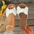 thumbnail image 3 of Rokment Bow Platform Wedge Sandals for Women Fashion Casual Bowknot Open Toe Chunky High Heel Dress Slip on Comfortable Walking Slides Summer Beach Vacation White Size 7, 3 of 7