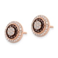 thumbnail image 3 of FJC Finejewelers 925 Sterling Silver Button Rose-tone Black Rhodium Plated CZ Fancy Post Earrings 11 mm, 3 of 6