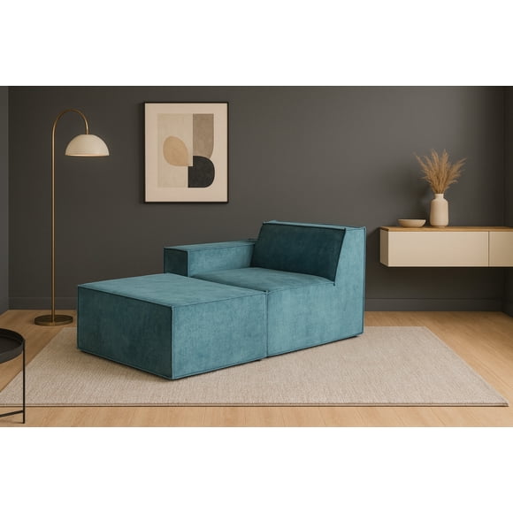 Sillón Modular Tipo Chaise con Descansabrazos Derecho Tapizado Moderno para Sala