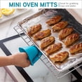 thumbnail image 4 of 6 Piece Teal Silicone Oven Mitt Set Heat Resistant Quilted Lining Pot Holder Trivet BBQ Cooking, 4 of 8