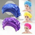 thumbnail image 3 of Dress Choice Women Satin Hair Cover Sleep Cap Adjustable Hair Bonnet with Tie Band Slouchy Night Sleeping Beanie for Hair Protection, 3 of 8
