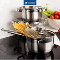 thumbnail image 3 of Juego de utensilios de cocina de inducción de acero inoxidable Daniks Standard de 11 piezas: cacerola, sartén, ollas aptas para lavavajillas, escala medidora, tapas de vidrio, para sopa, pasta y estof, 3 of 5