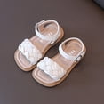thumbnail image 2 of kpoplk Girls Sandals Cute Open Toe Summer Flat Sandals Dress Sandals for Little Big Kids(Beige,12), 2 of 6