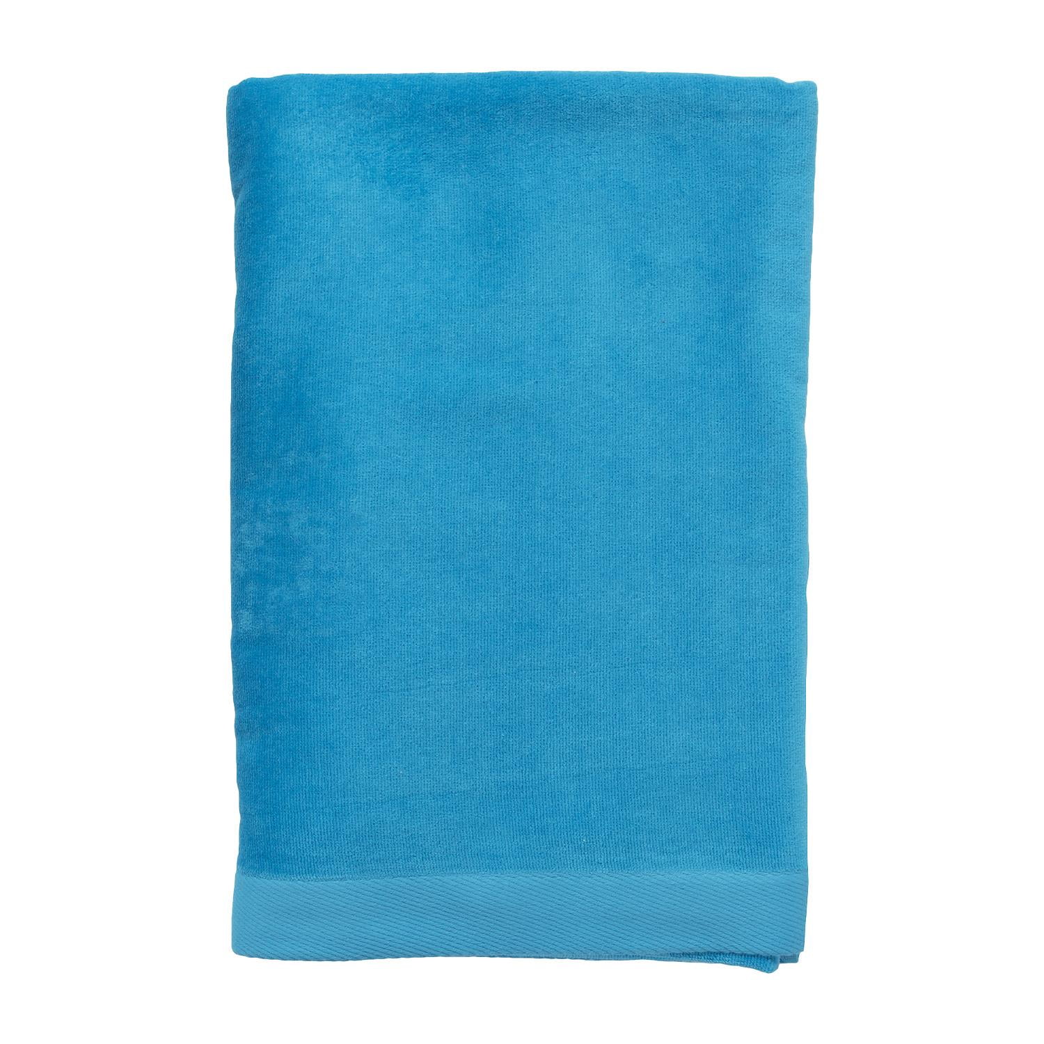 ELEGANI Jumbo Size Terry Dobby Hem Velour Beach Towel - 36 inch x 72 inch - Aqua