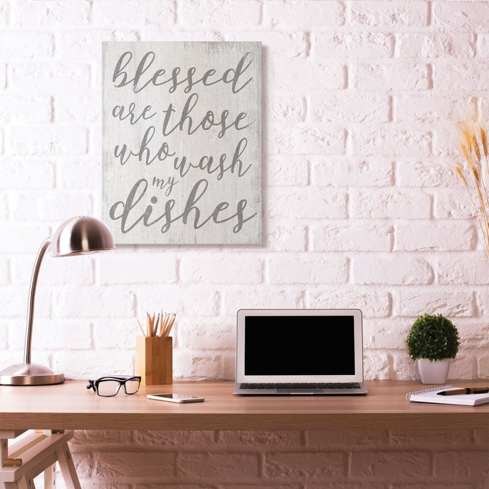 Blessed Who Wash Dishes Funny Family Kitchen Word Design XXL Stretched Canvas Wall Art by Daphne Polselli