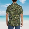 thumbnail image 4 of Gaeub Green Skulls Print Men's Hawaiian Shirt,Button Down Short Sleeves Shirts,Tropical Beach Casual Button Down Shirts,Medium, 4 of 7
