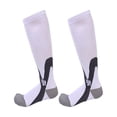 thumbnail image 3 of Domzle Wide Calf Compression Socks for Men Women Knee High Plus Size, Circulation Support, Graduated Compression, Moisture Wicking, Sports, Travel White, 3 of 4