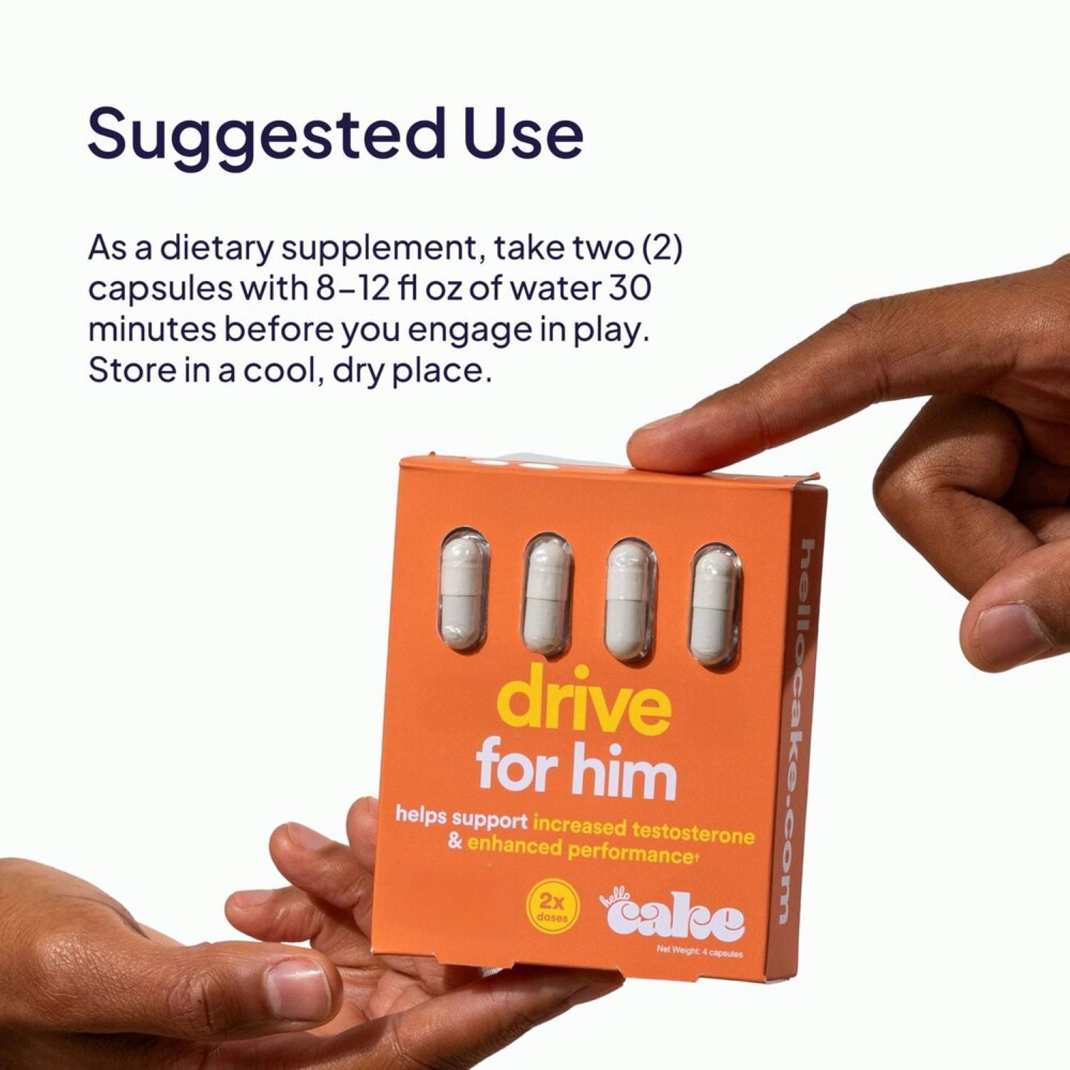 Hello Cake Drive for Him Supplement for Men, Supports Increased Testosterone and Endurance, 4 Count
