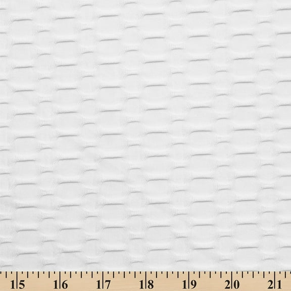 Honeycomb Bubble Jacquard Performance Knit Moisture Wicking Wrinkle Resistant Stretch 59/60" Fabric By The Yard - White