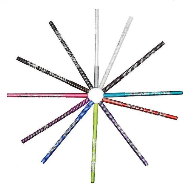 Set de delineadores de ojos HUOGUO, 12 colores brillantes, impermeables y duraderos
